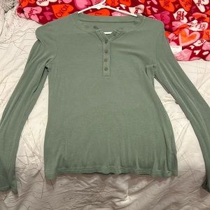 Basic button half placket rib tee